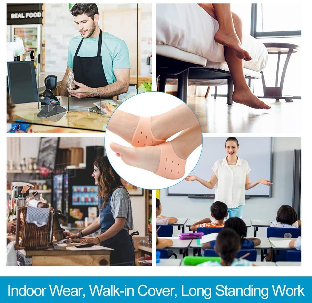 Silicone Heel Protector Sleeve for Cracked Heels & Pain Relief – Breathable & Cushioned Support.