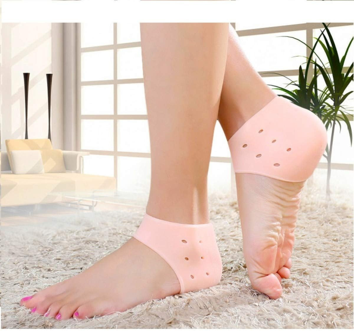 Silicone Heel Protector Sleeve for Cracked Heels & Pain Relief – Breathable & Cushioned Support.