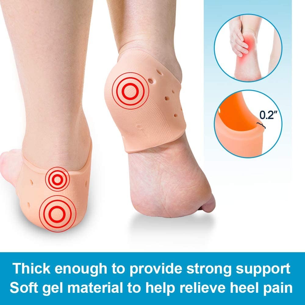 Silicone Heel Protector Sleeve for Cracked Heels & Pain Relief – Breathable & Cushioned Support.